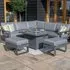 Amalfi Square Corner Garden Dining Set with Fire Pit - Grey