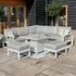 Amalfi Square Corner Garden Dining Set with Fire Pit - White