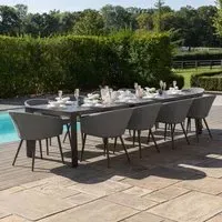 Ambition 10 Seater Extending Garden Dining Set - Flanelle, Aluminium