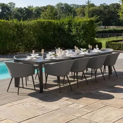 Ambition 10 Seater Extending Garden Dining Set - Flanelle, Aluminium image