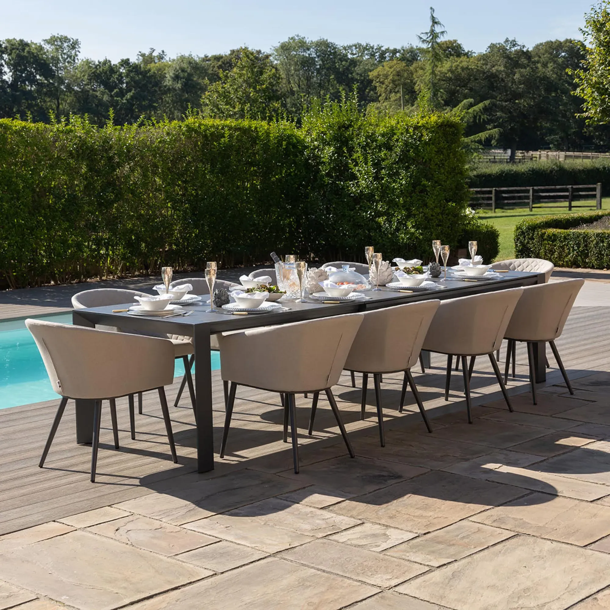 Ambition 10 Seater Extending Garden Dining Set - Oatmeal