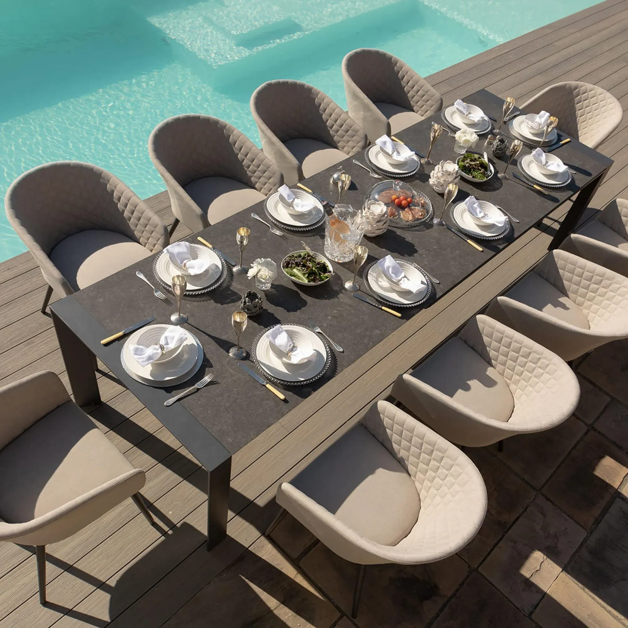 Ambition 10 Seater Extending Garden Dining Set - Oatmeal