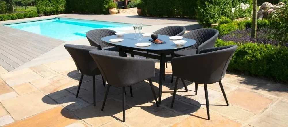 Ambition 6-Seater Oval Garden Dining Set - Charcoal