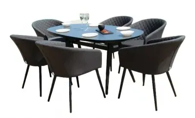 Ambition 6-Seater Oval Garden Dining Set - Charcoal image