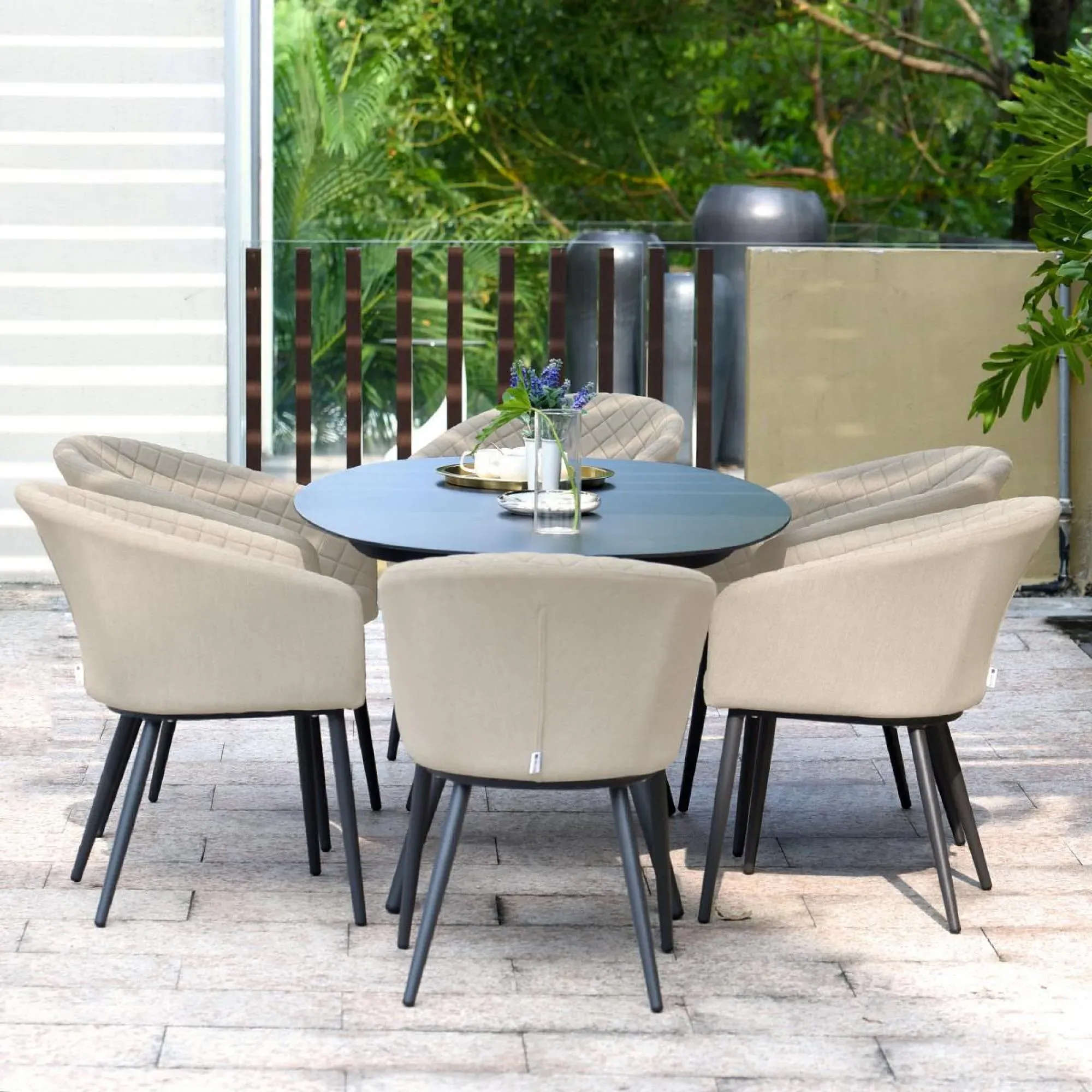 Ambition 6-Seater Oval Garden Dining Set - Oatmeal, Aluminium