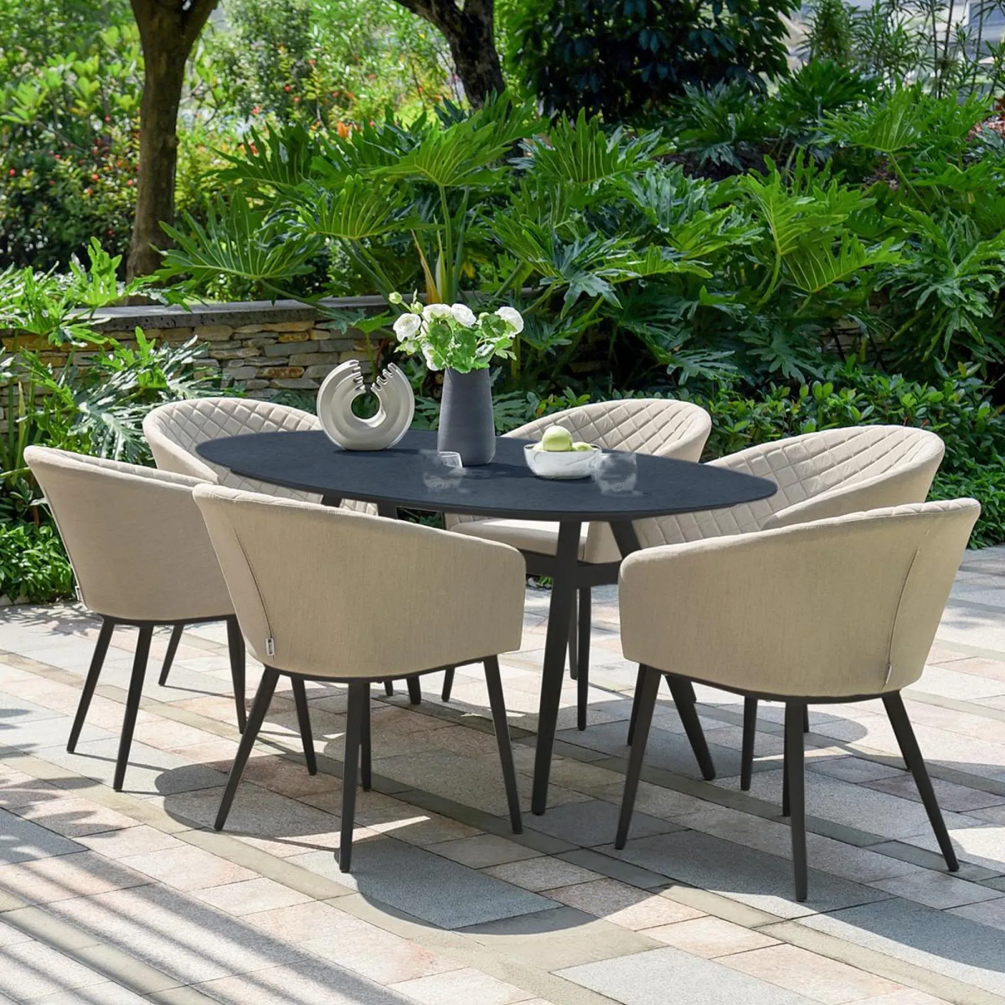 Ambition 6-Seater Oval Garden Dining Set - Oatmeal, Aluminium