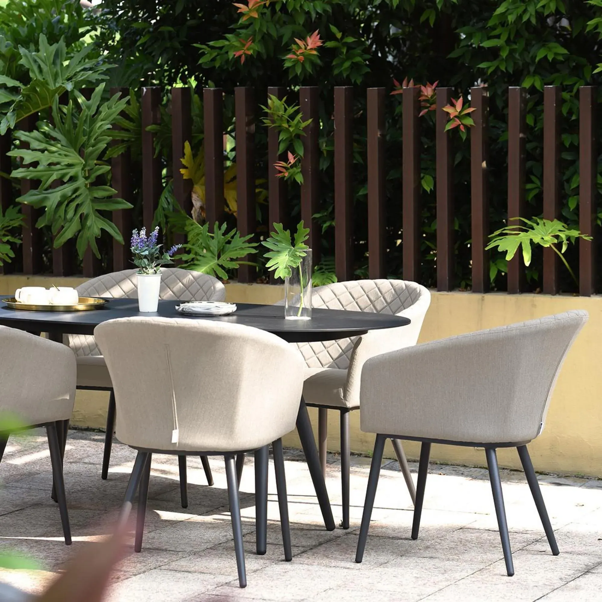 Ambition 6-Seater Oval Garden Dining Set - Oatmeal, Aluminium