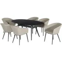Ambition 6-Seater Oval Garden Dining Set - Oatmeal, Aluminium