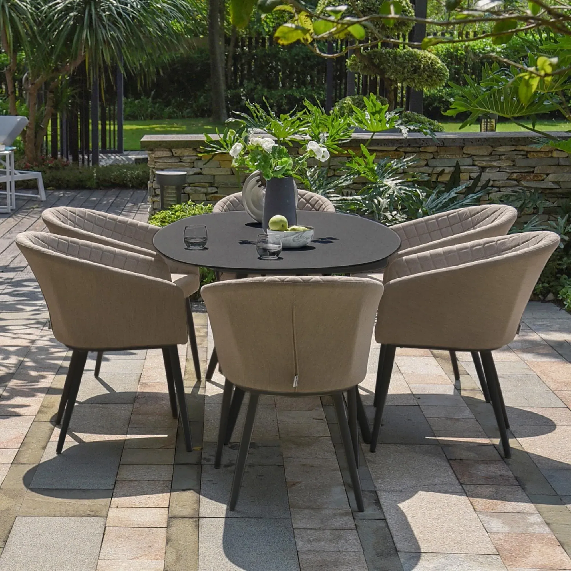 Ambition 6-Seater Oval Garden Dining Set - Taupe, Aluminium