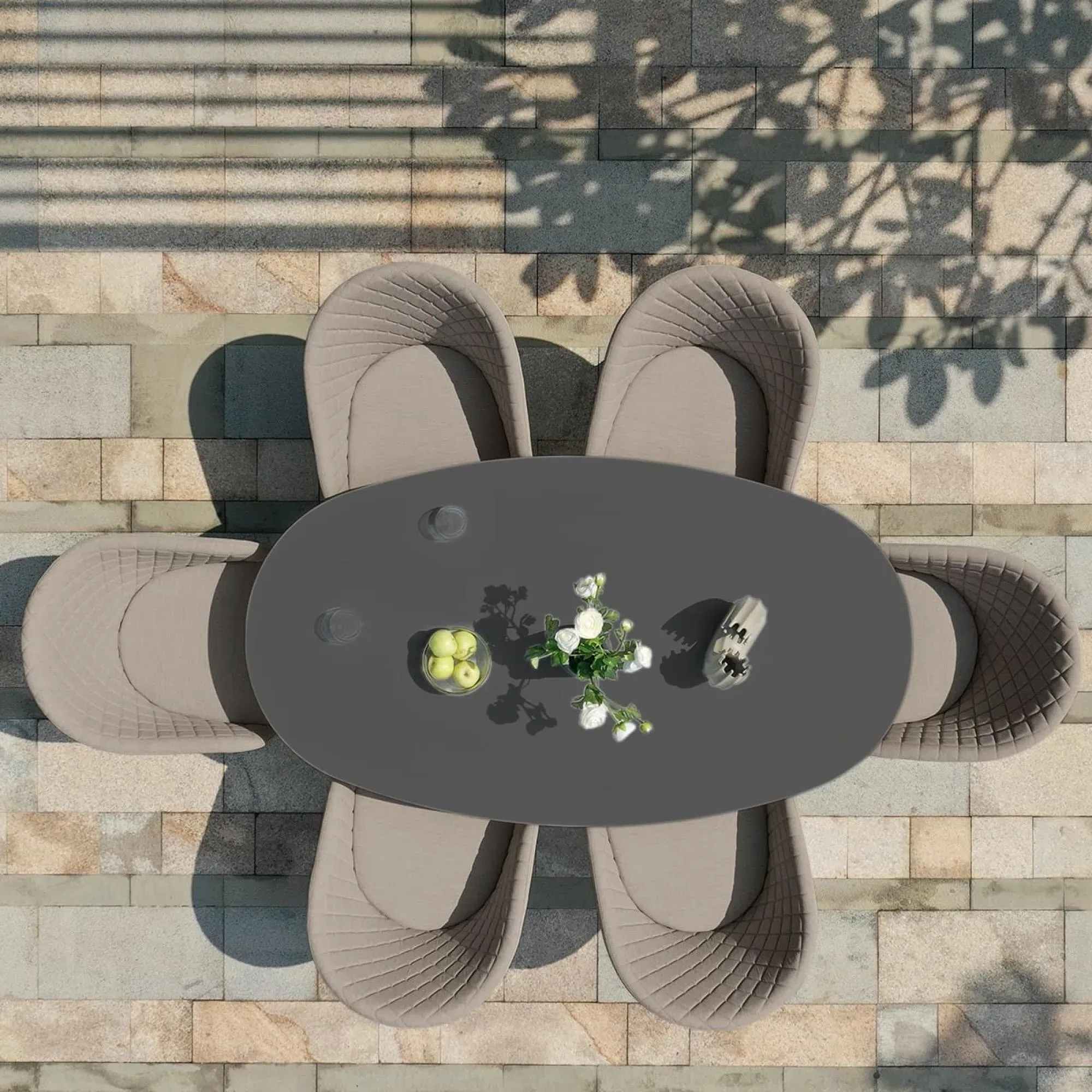 Ambition 6-Seater Oval Garden Dining Set - Taupe, Aluminium