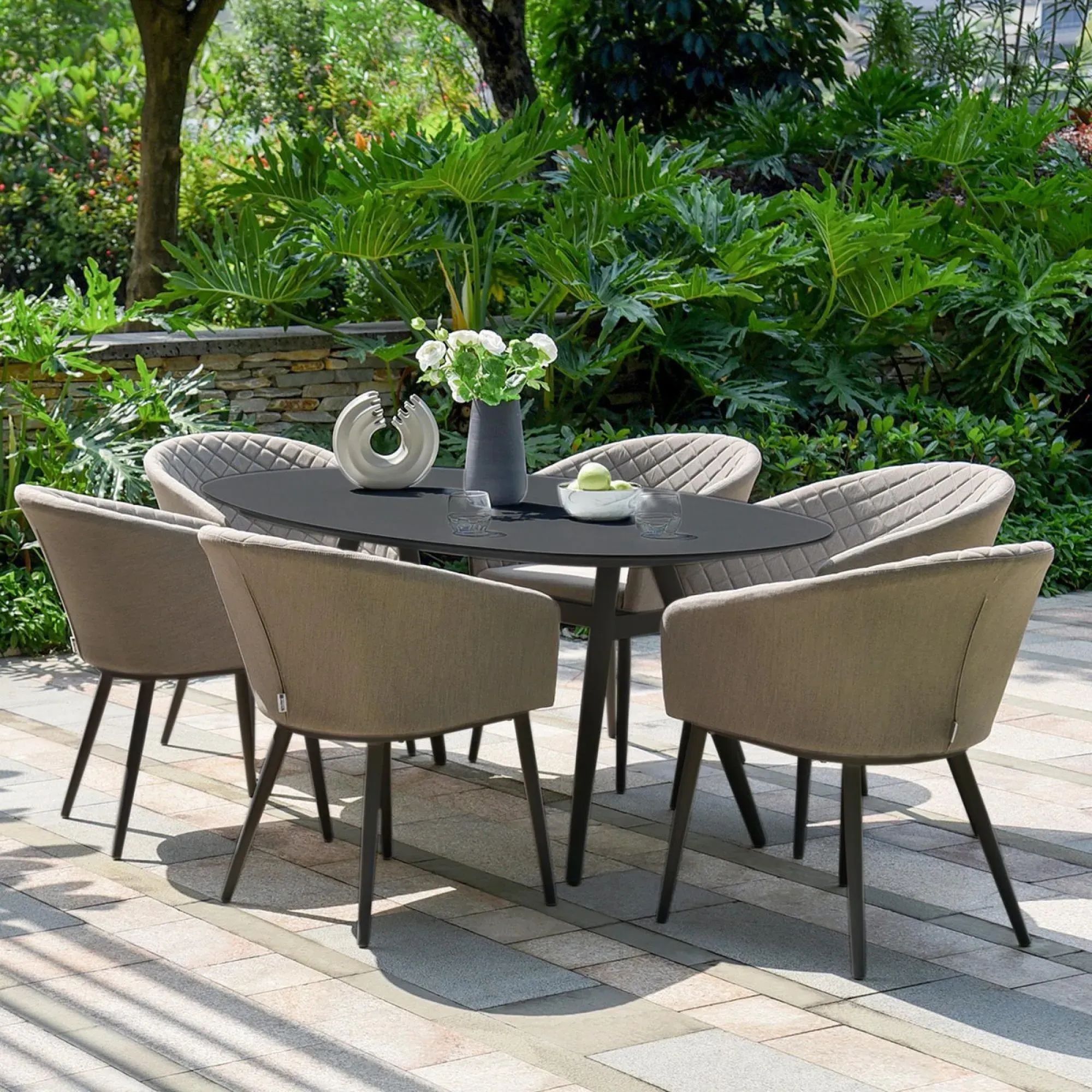 Ambition 6-Seater Oval Garden Dining Set - Taupe, Aluminium