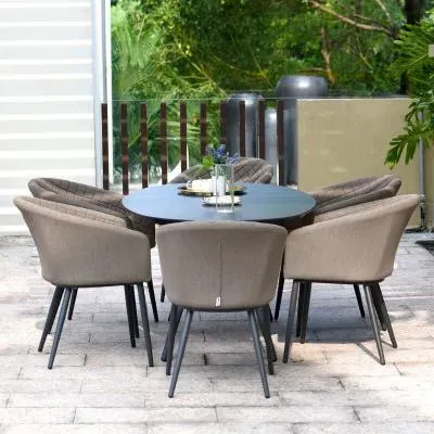 Ambition 6-Seater Oval Garden Dining Set - Taupe, Aluminium