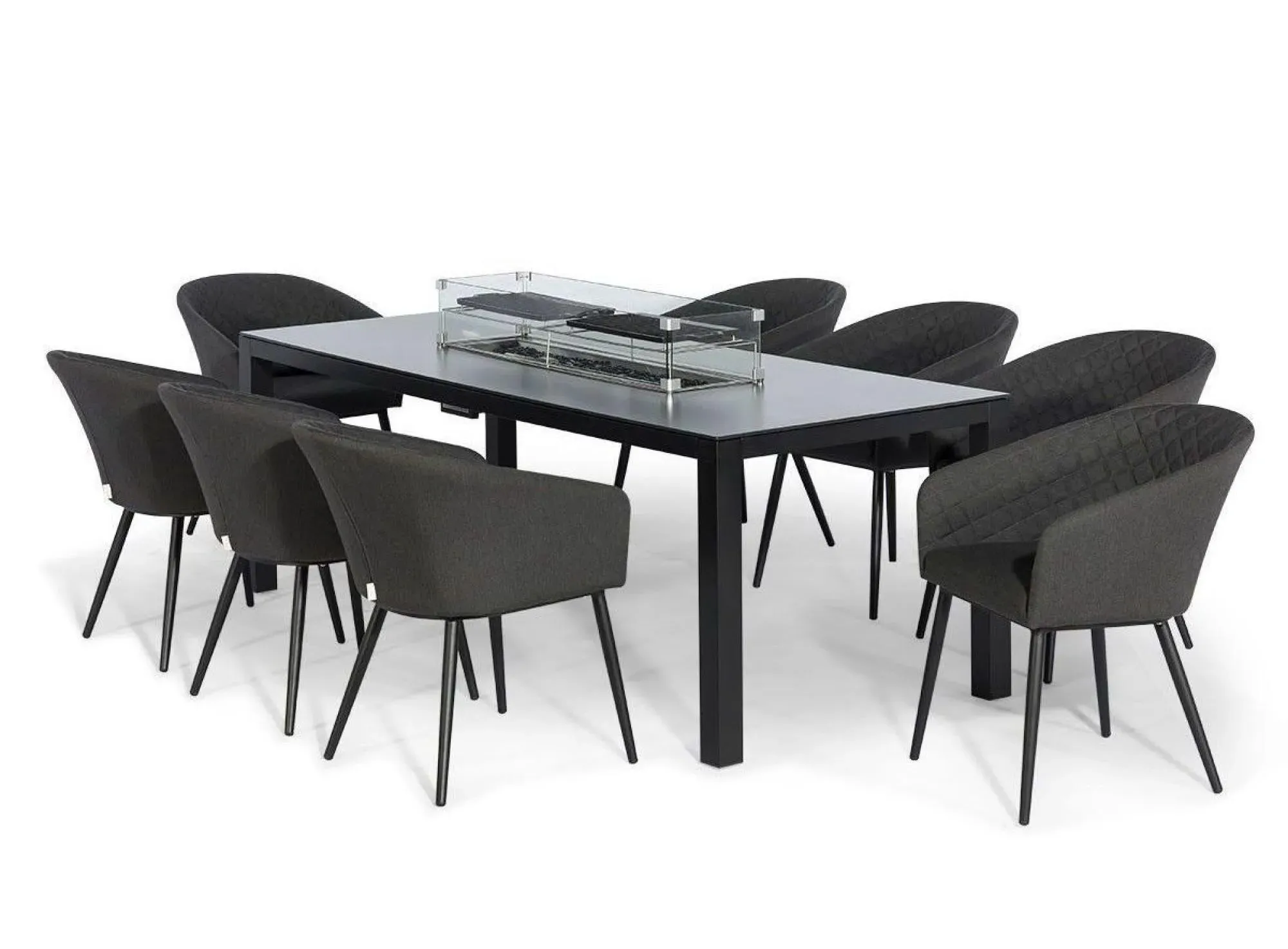 Ambition 8-Seater Dining Set with Fire Pit - Charcoal, Aluminium