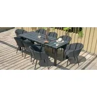 Ambition 8-Seater Dining Set with Fire Pit - Charcoal, Aluminium