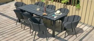 Ambition 8-Seater Dining Set with Fire Pit - Charcoal, Aluminium