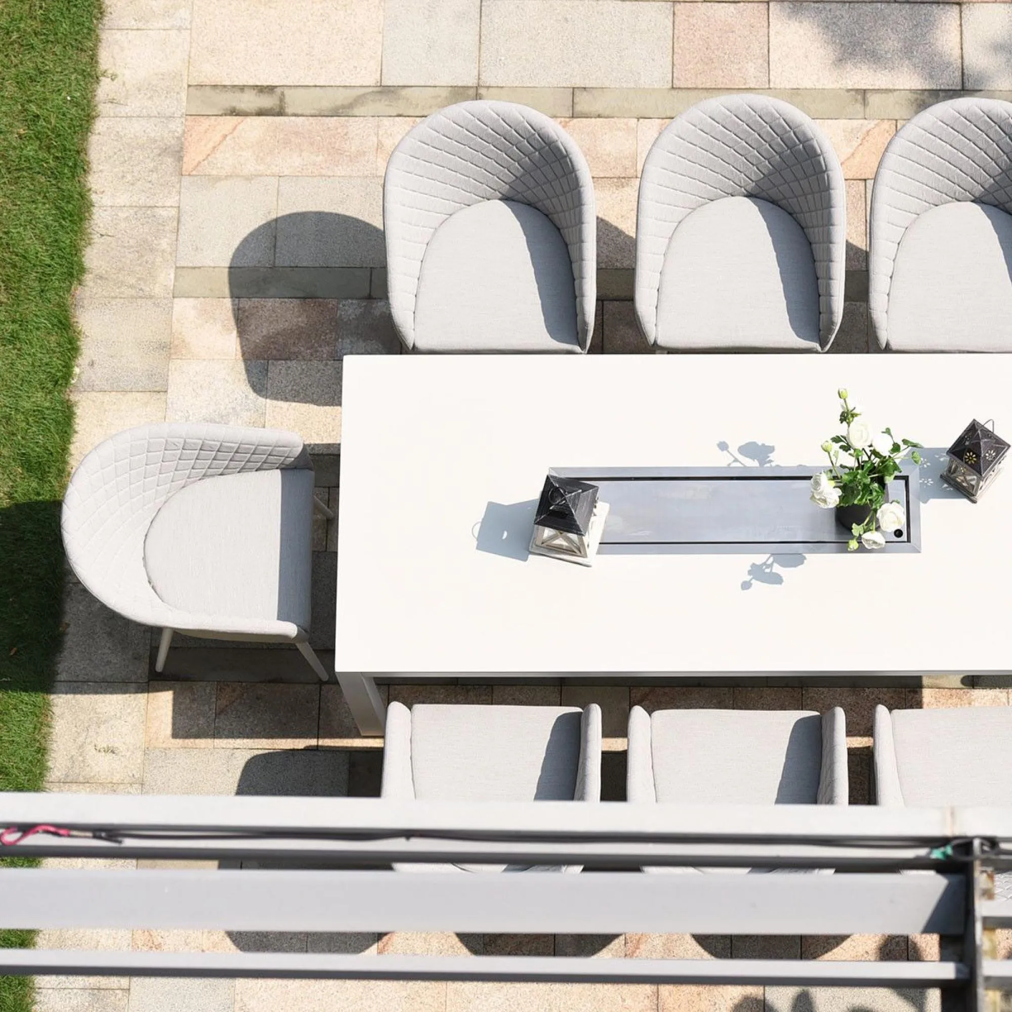 Ambition 8-Seater Dining Set with Fire Pit - Lead Chine
