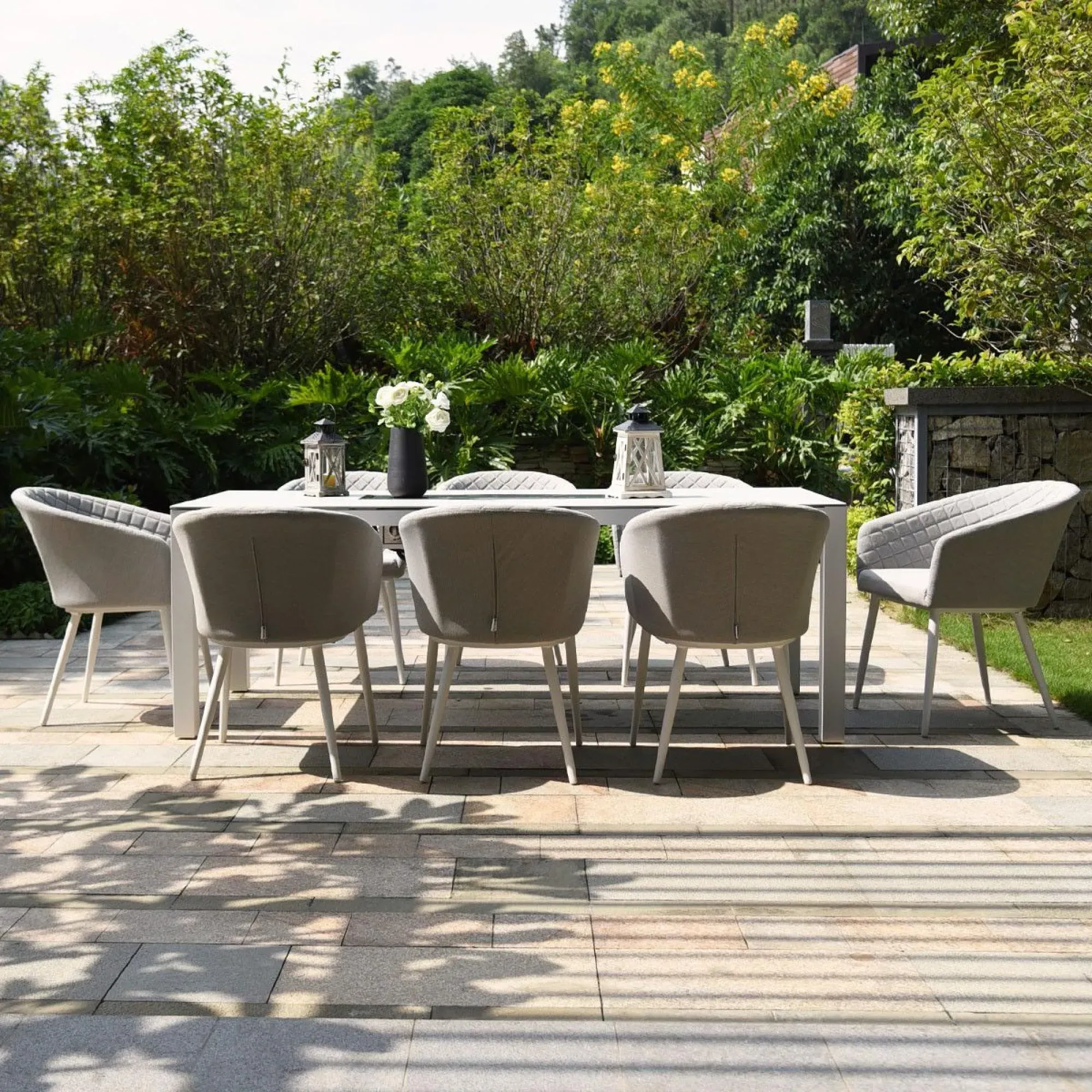 Ambition 8-Seater Dining Set with Fire Pit - Lead Chine