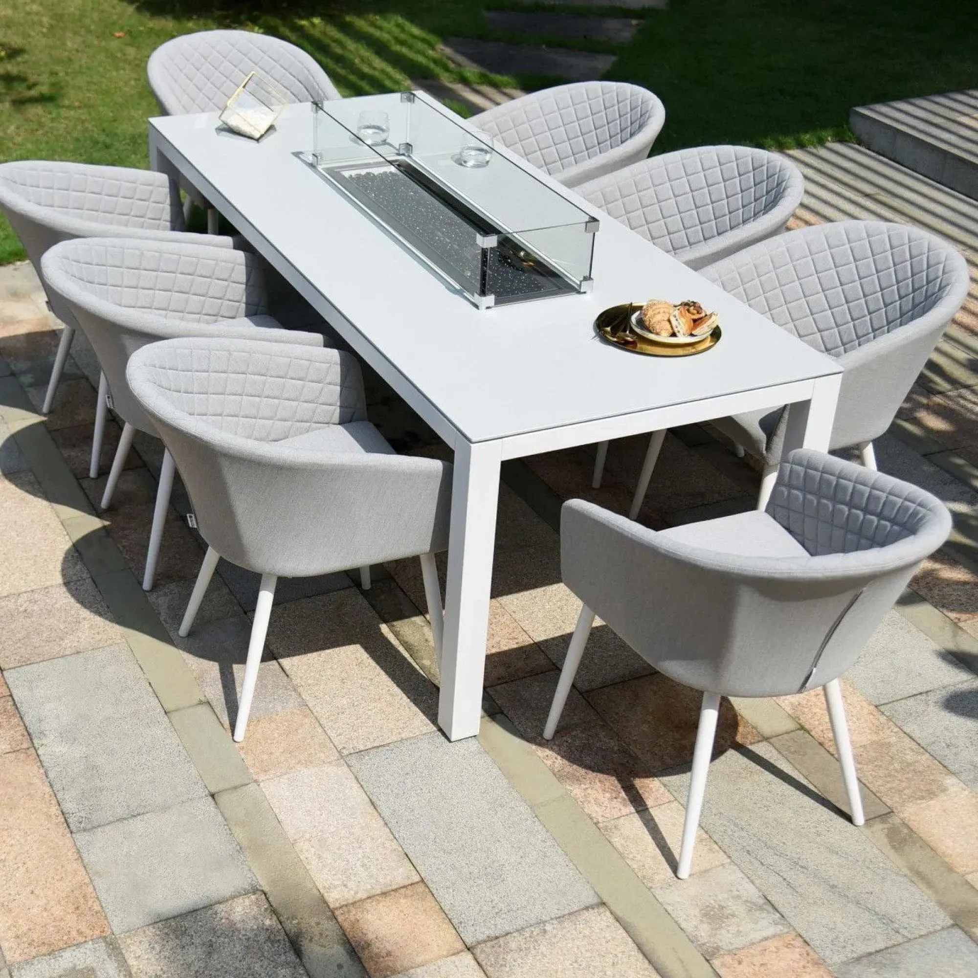 Ambition 8-Seater Dining Set with Fire Pit - Lead Chine