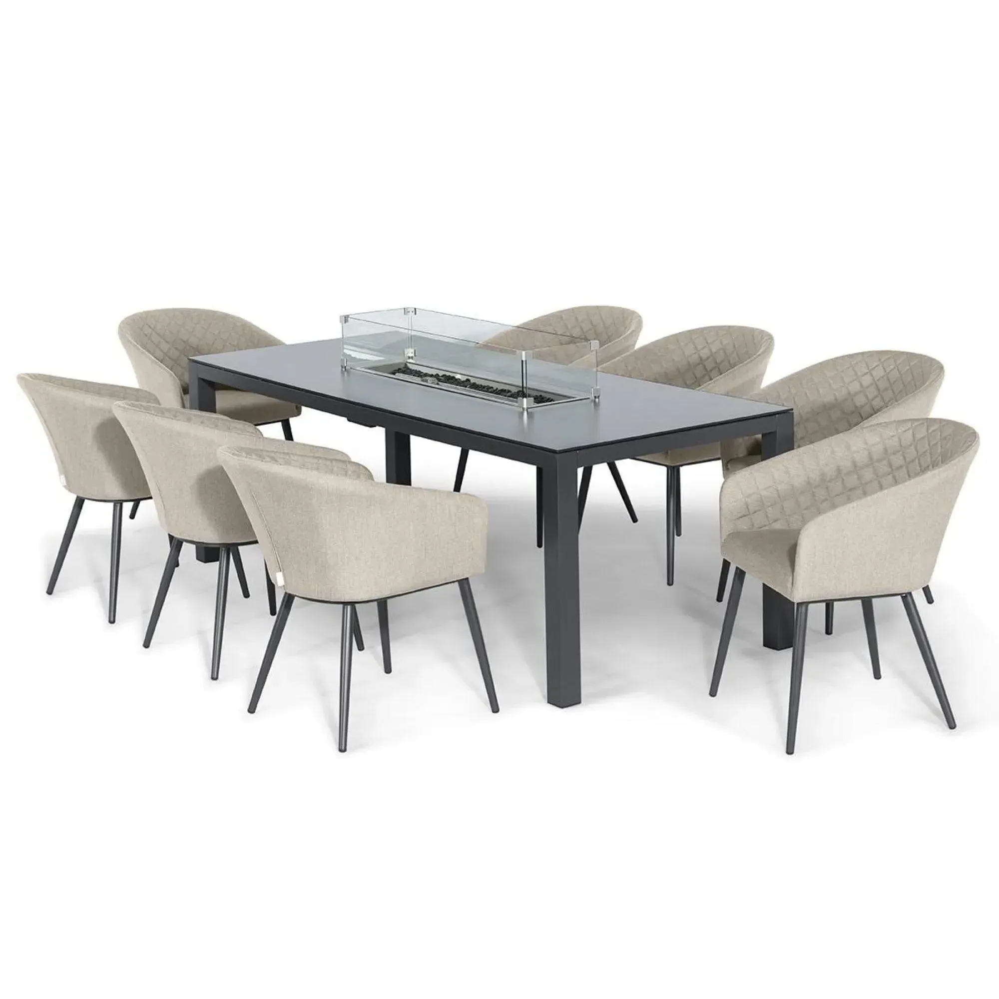 Ambition 8-Seater Dining Set with Fire Pit - Oatmeal, Aluminium