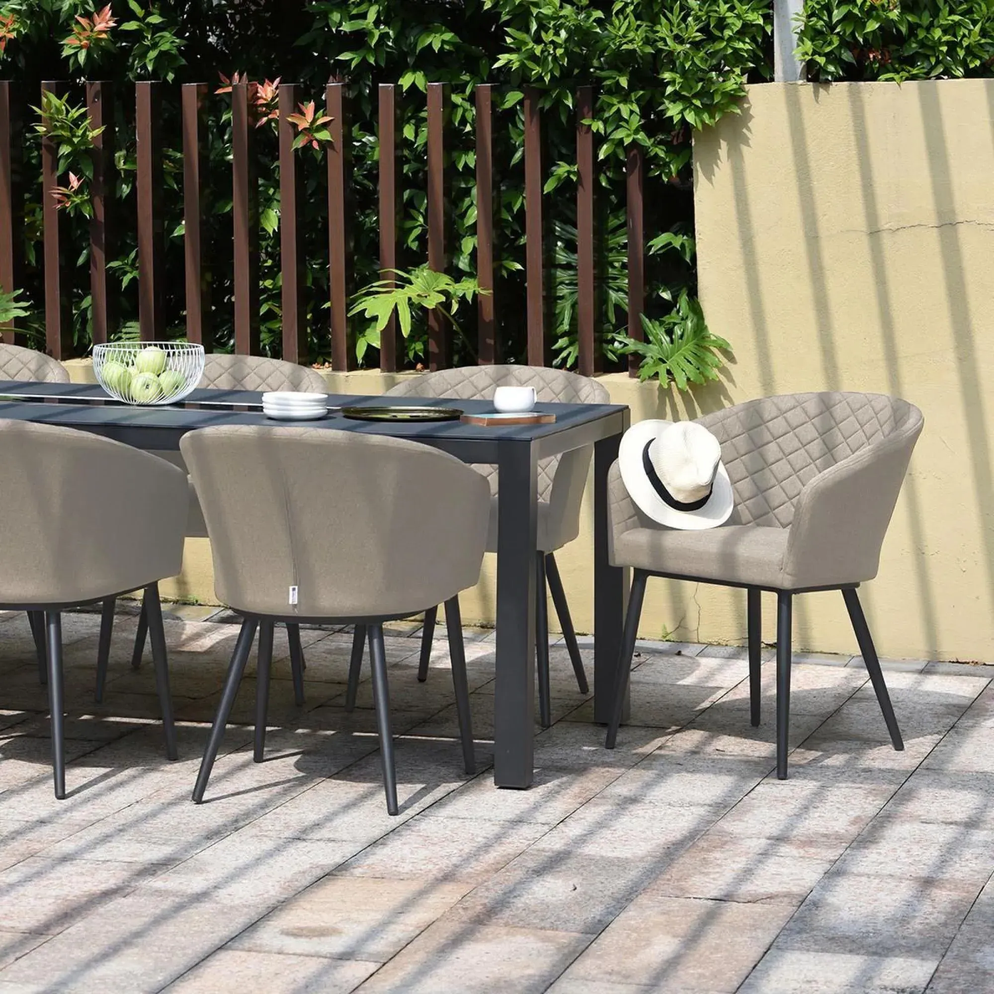 Ambition 8-Seater Dining Set with Fire Pit - Oatmeal, Aluminium