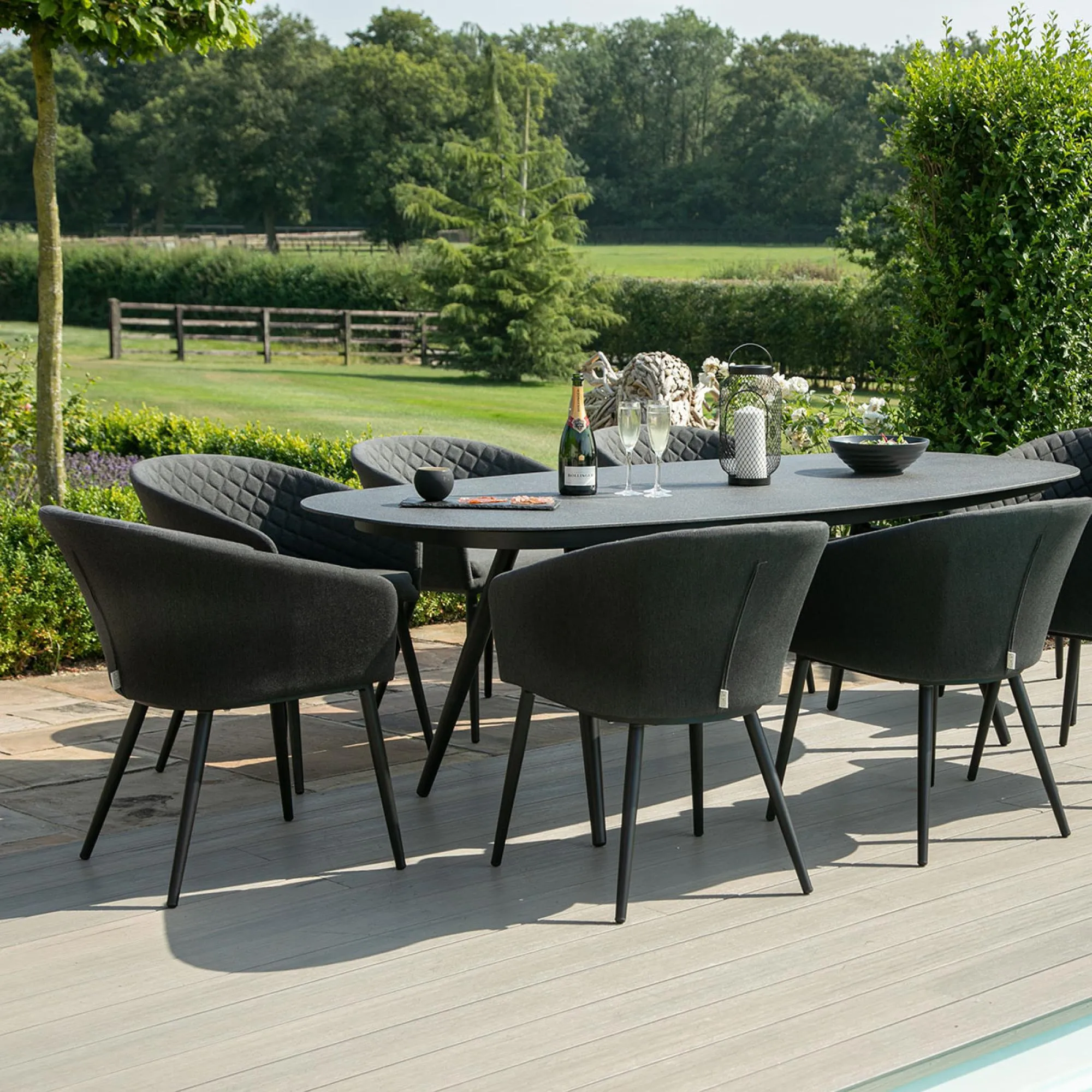 Ambition 8-Seater Oval Dining Set - Charcoal