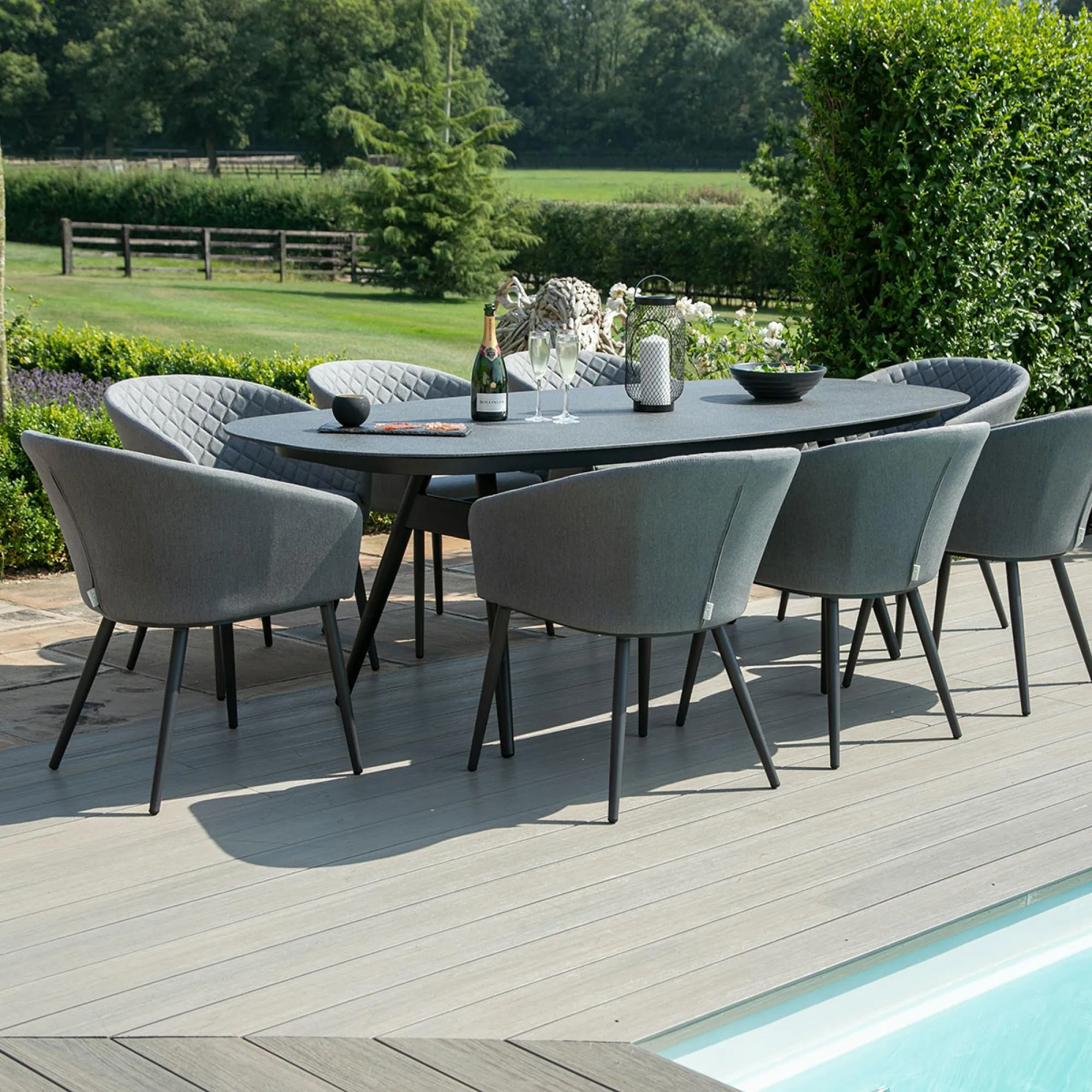 Ambition 8-Seater Oval Dining Set - Flanelle