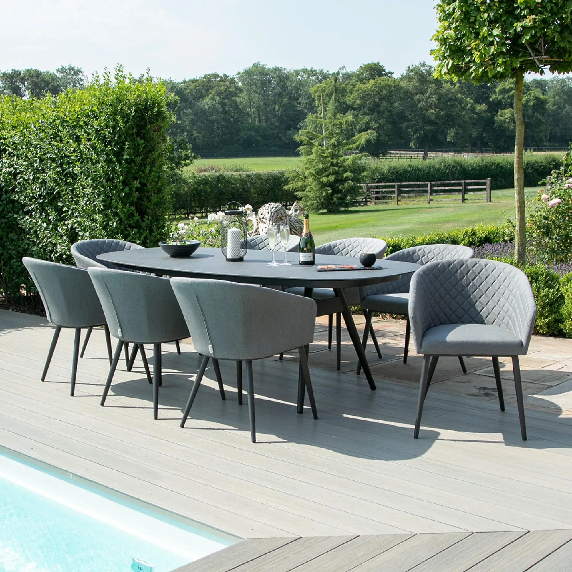 Ambition 8-Seater Oval Dining Set - Flanelle