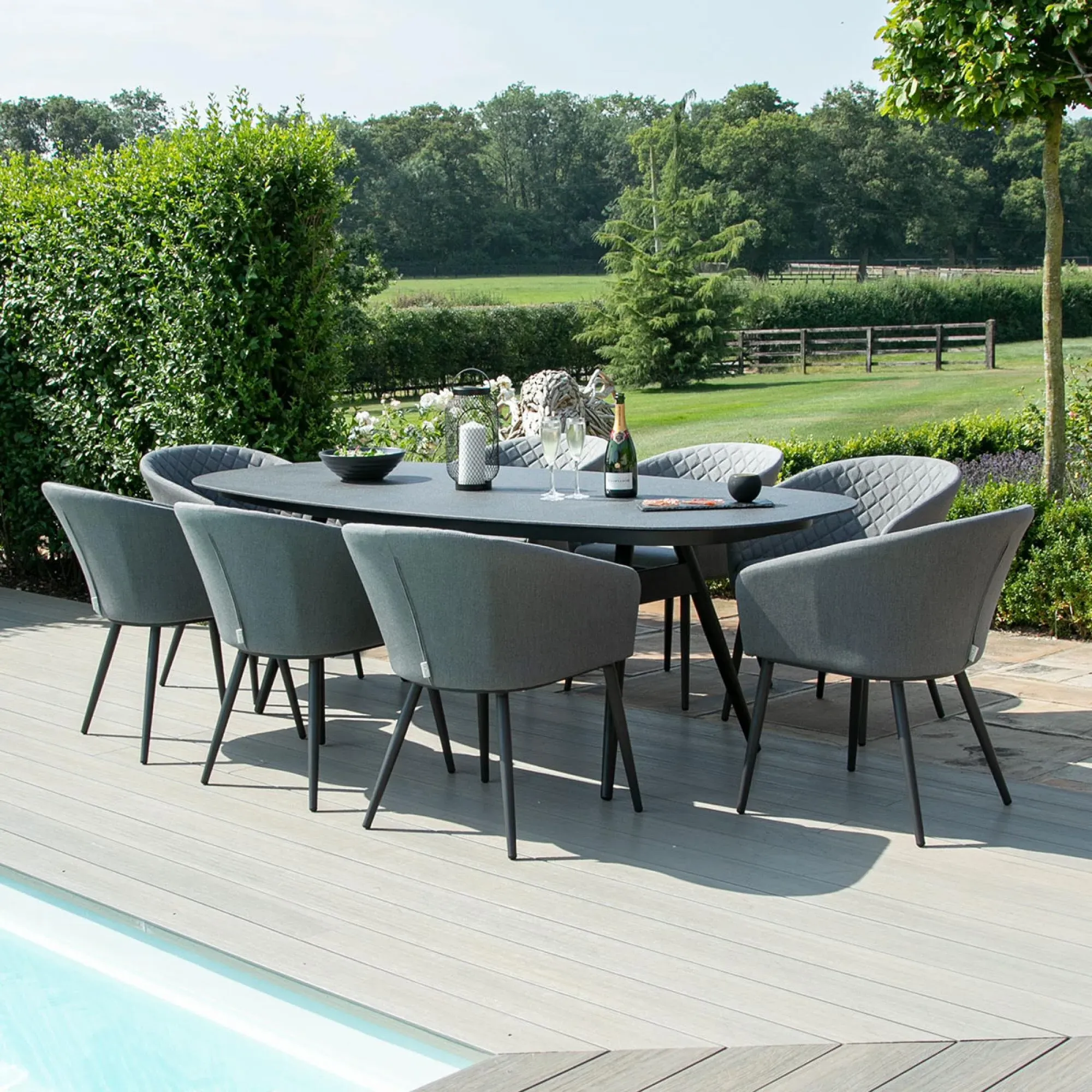 Ambition 8-Seater Oval Dining Set - Flanelle