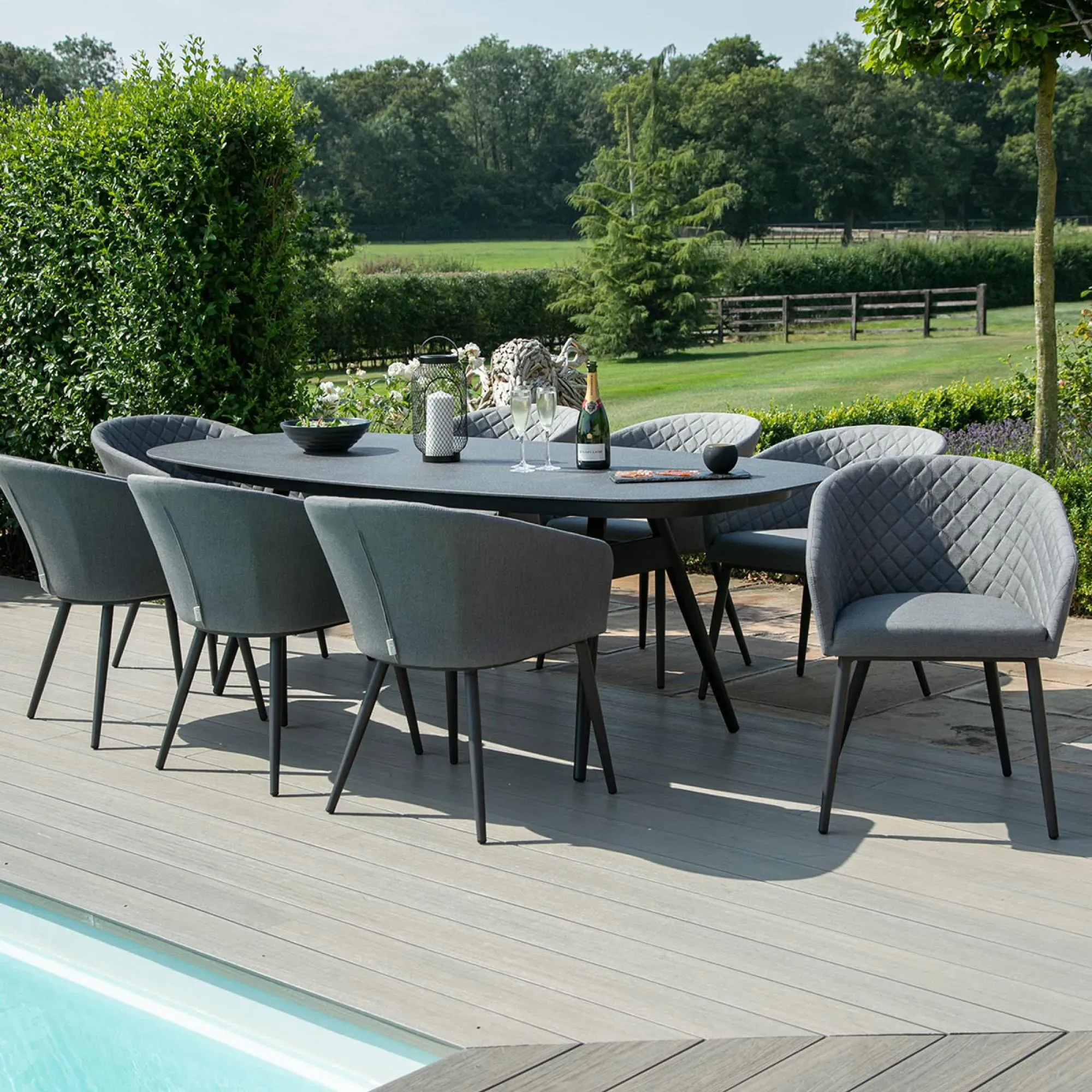 Ambition 8-Seater Oval Dining Set - Flanelle