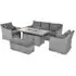 Ascot 3-Seater Sofa Fire Pit Dining Set - Grey, Rattan