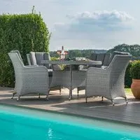 Ascot 4-Seater Round Garden Dining Set - Grey, Rattan