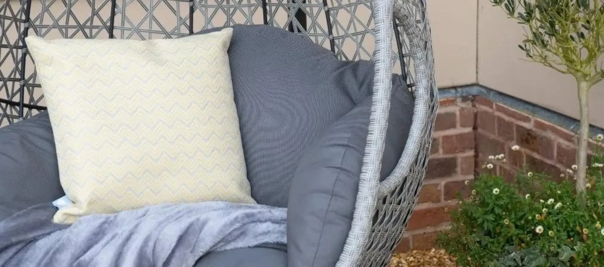 Ascot Hanging Chair - Grey, Rattan