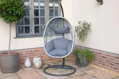 Ascot Hanging Chair - Grey, Rattan