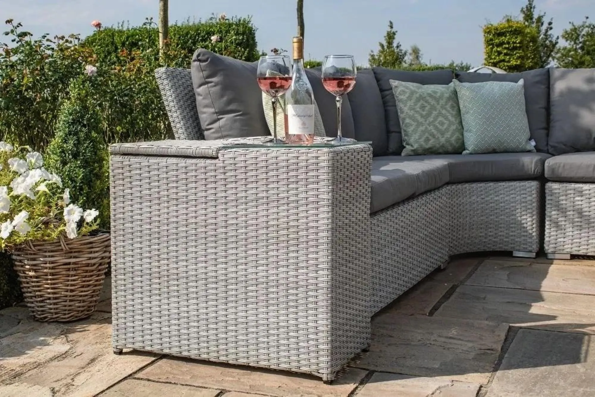 Ascot Ice Bucket Garden Side Table - Grey, Rattan