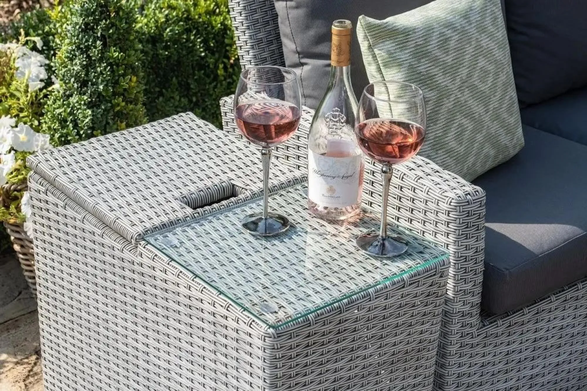 Ascot Ice Bucket Garden Side Table - Grey, Rattan