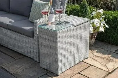 Ascot Ice Bucket Garden Side Table - Grey, Rattan image