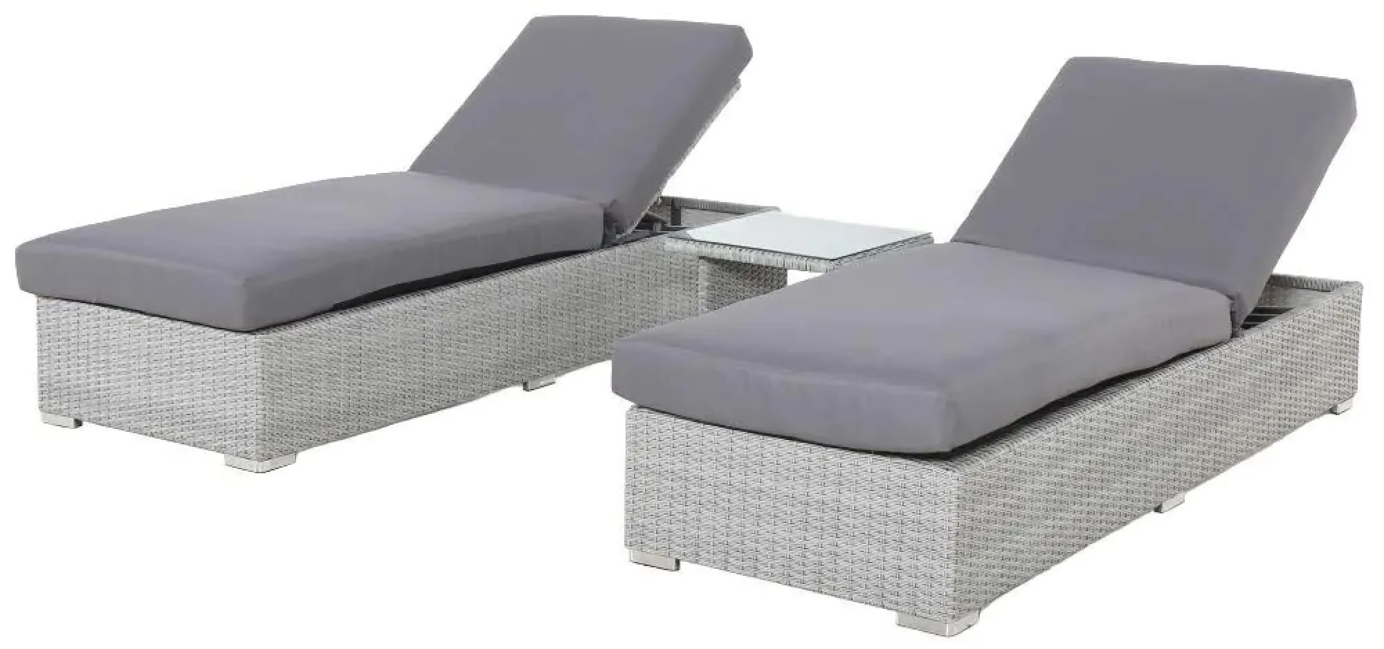 Ascot Sun Lounger Set - Grey, Rattan