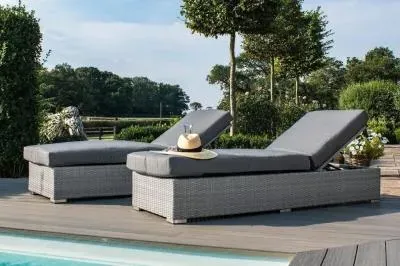 Ascot Sun Lounger Set - Grey, Rattan