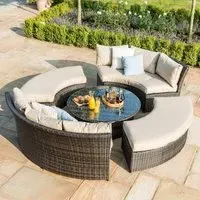 Chelsea Round Rising Table Garden Suite - Brown, Rattan