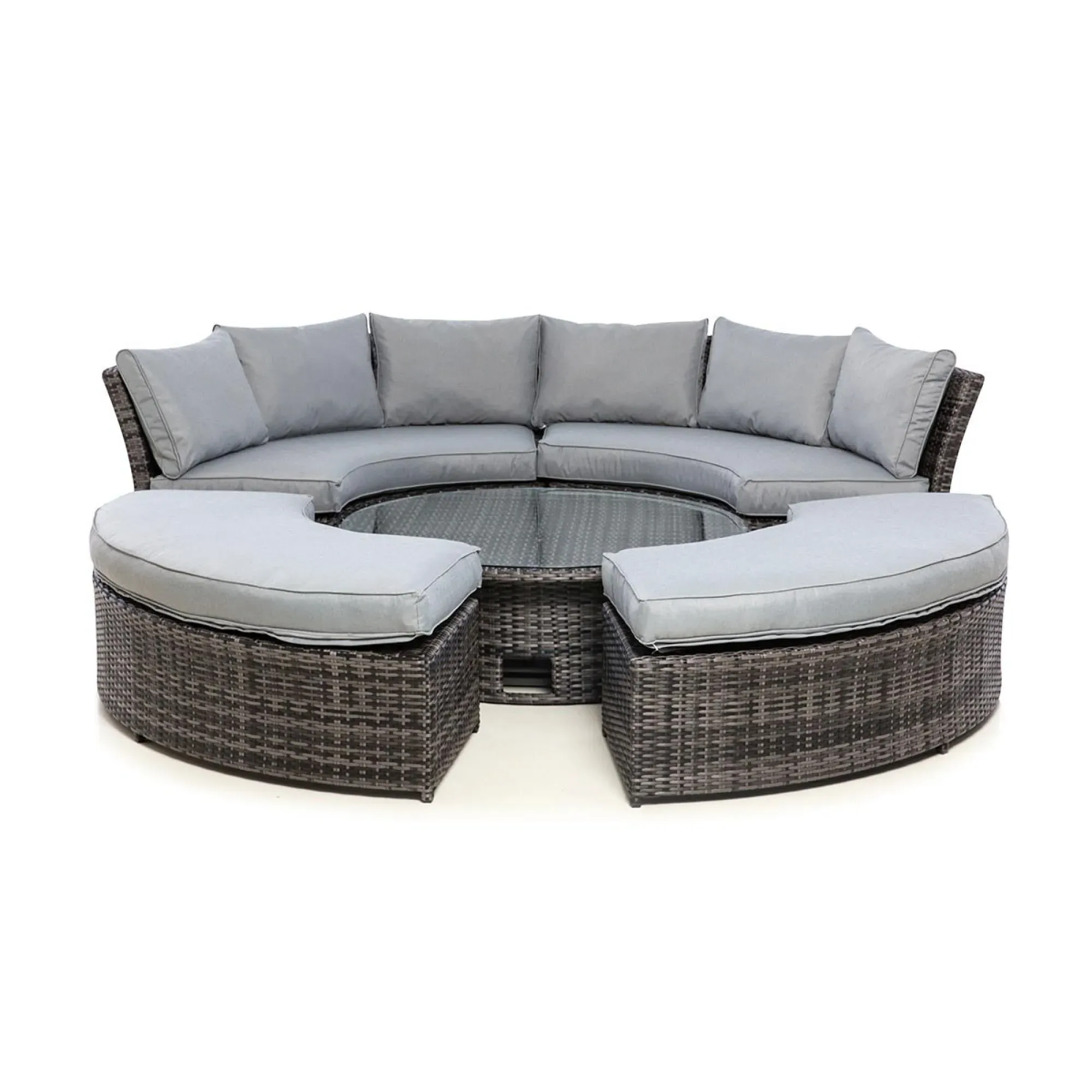 Chelsea Round Rising Table Garden Suite - Grey, Rattan