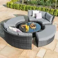Chelsea Round Rising Table Garden Suite - Grey, Rattan