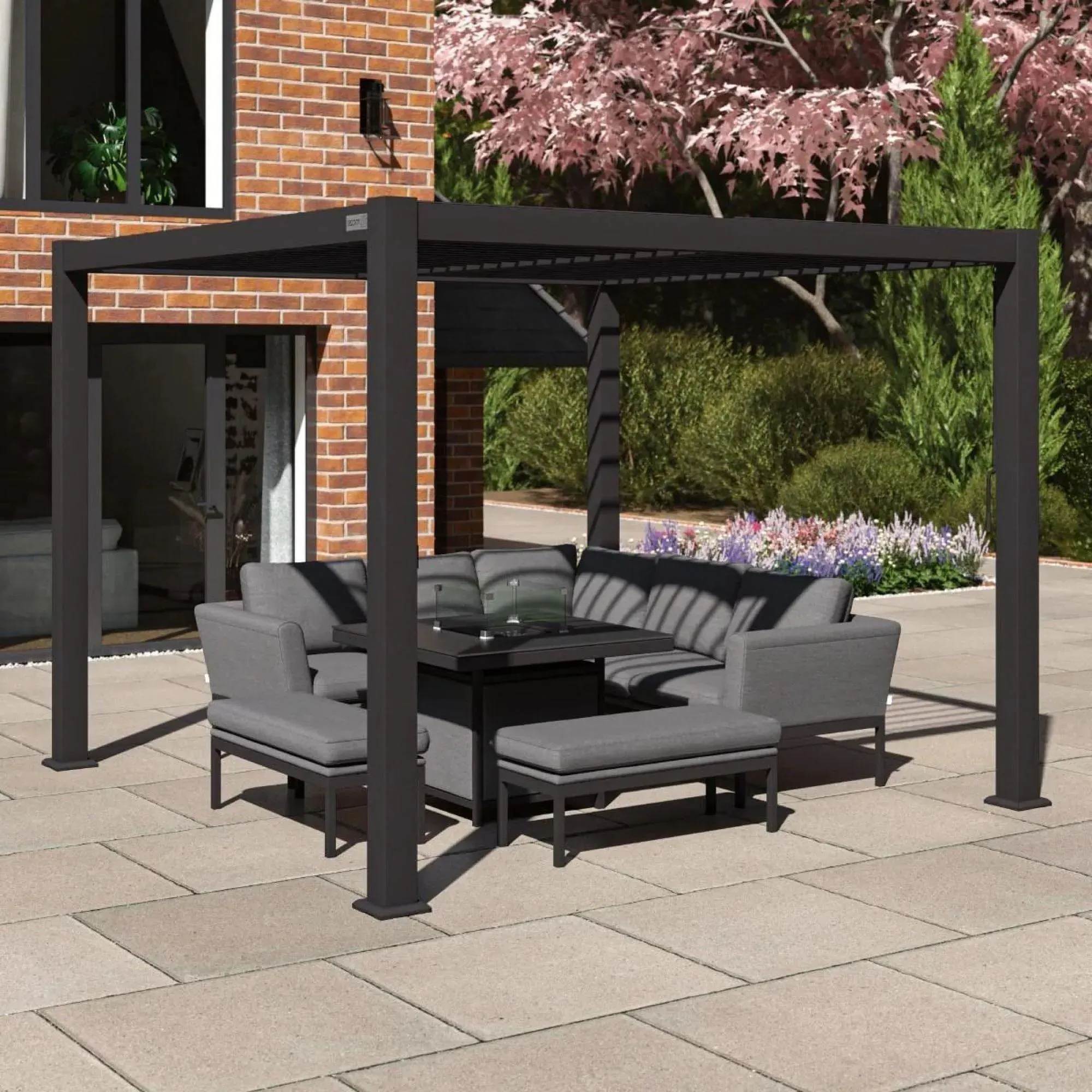 Como Square Outdoor Pergola - Grey, Aluminium