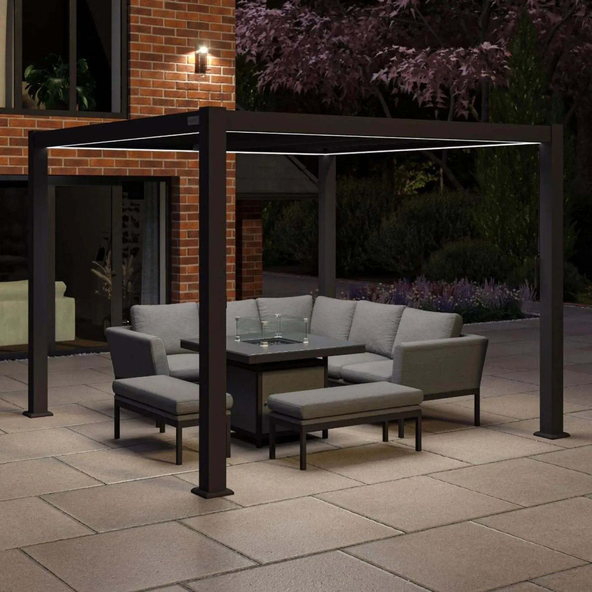 Como Square Outdoor Pergola - Grey, Aluminium