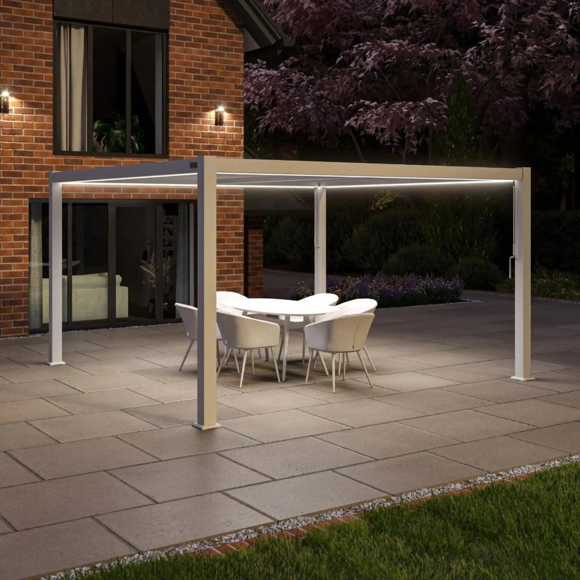 Como Square Outdoor Pergola - White, Aluminium