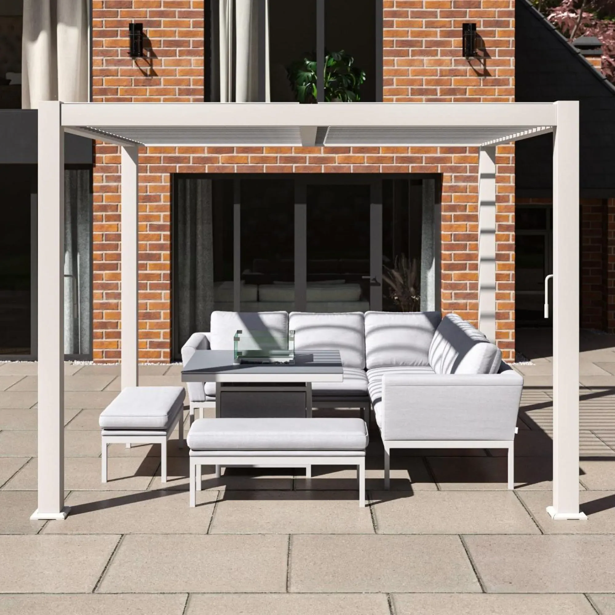 Como Square Outdoor Pergola - White, Aluminium