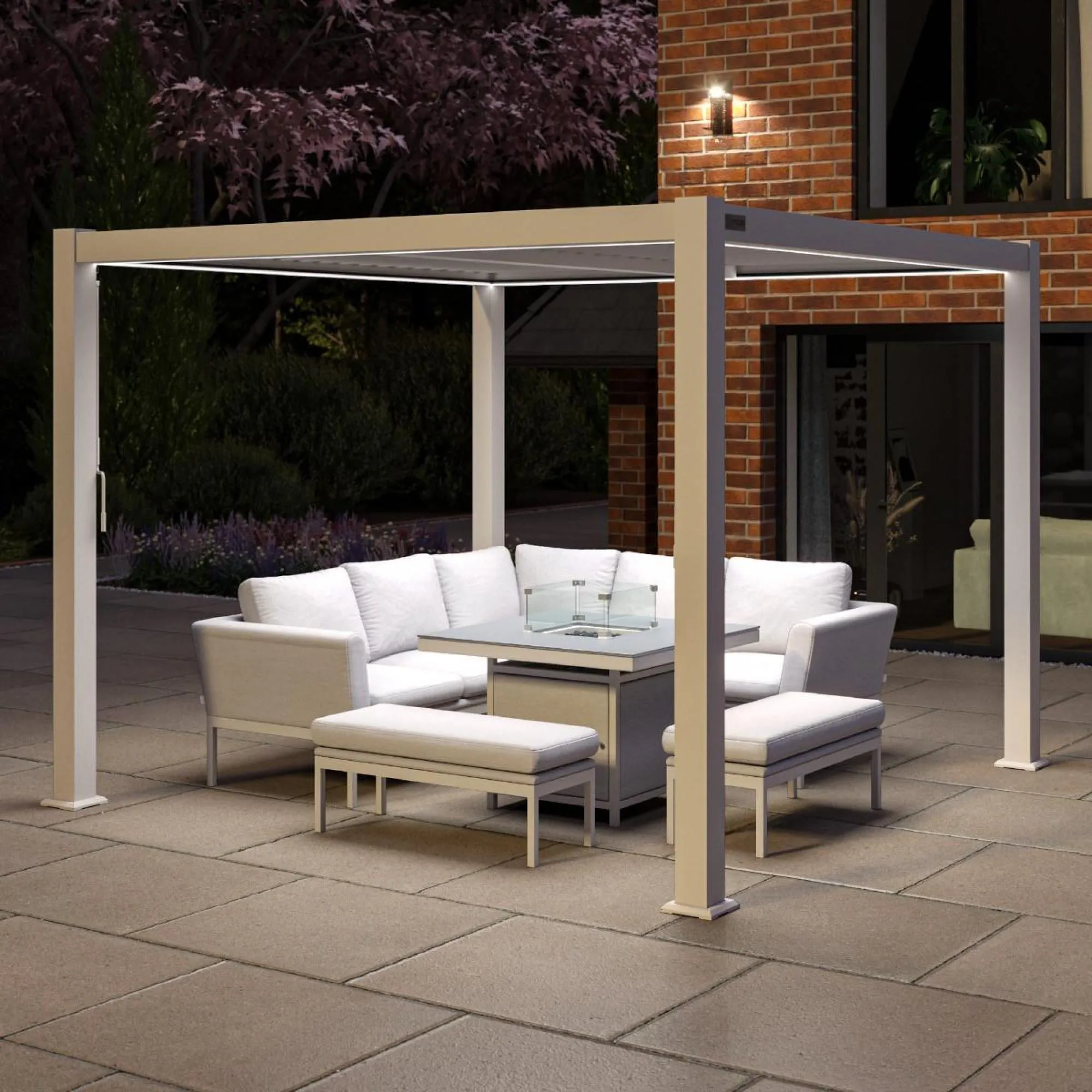Como Square Outdoor Pergola - White, Aluminium