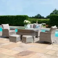 Cotswold 2-Seater Sofa Dining Set with Rising Table - Taupe, Rattan