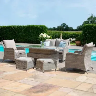 Cotswold 2-Seater Sofa Dining Set with Rising Table - Taupe, Rattan