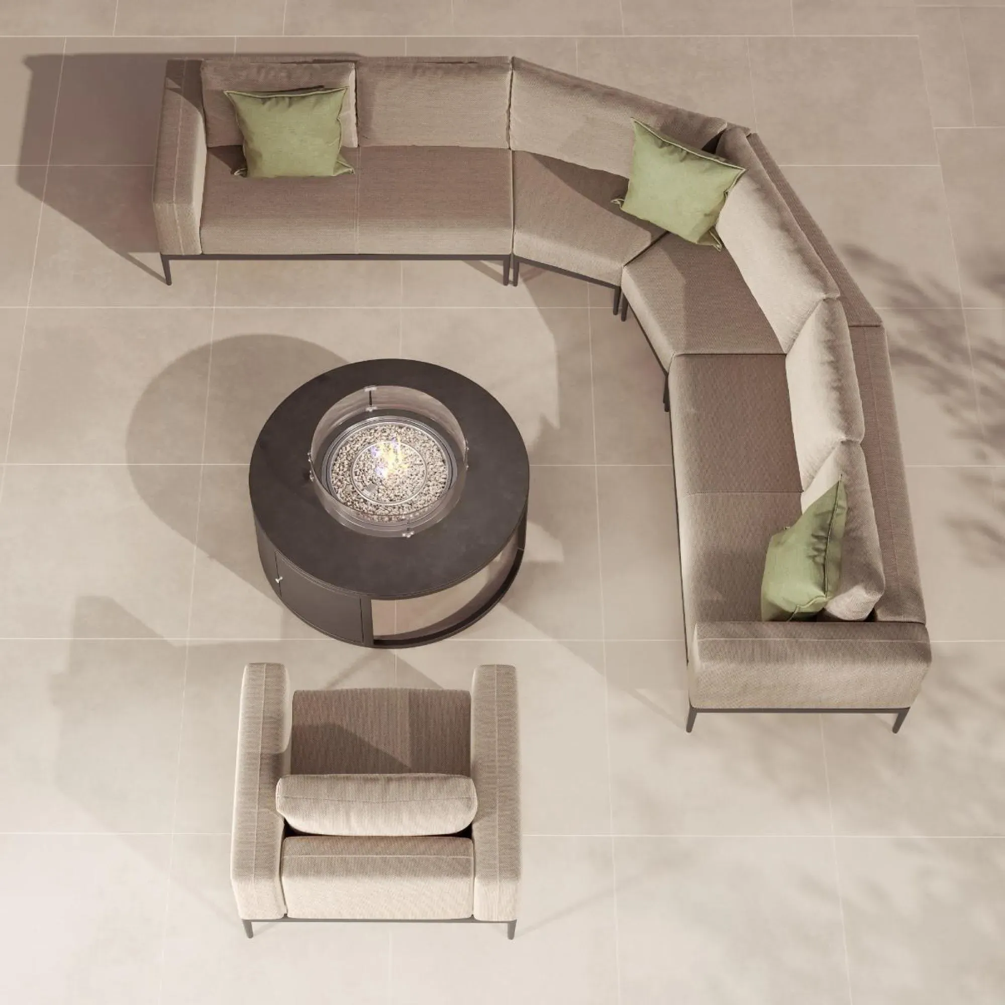 Eve Grande Corner Garden Sofa with Fire Pit Table - Oatmeal