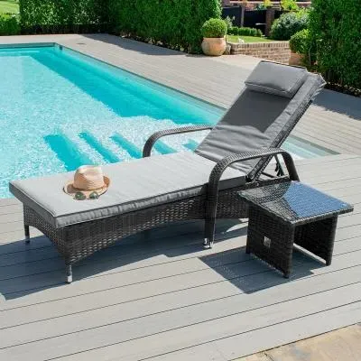 Florida Garden Sunlounger Set - Grey, Rattan image